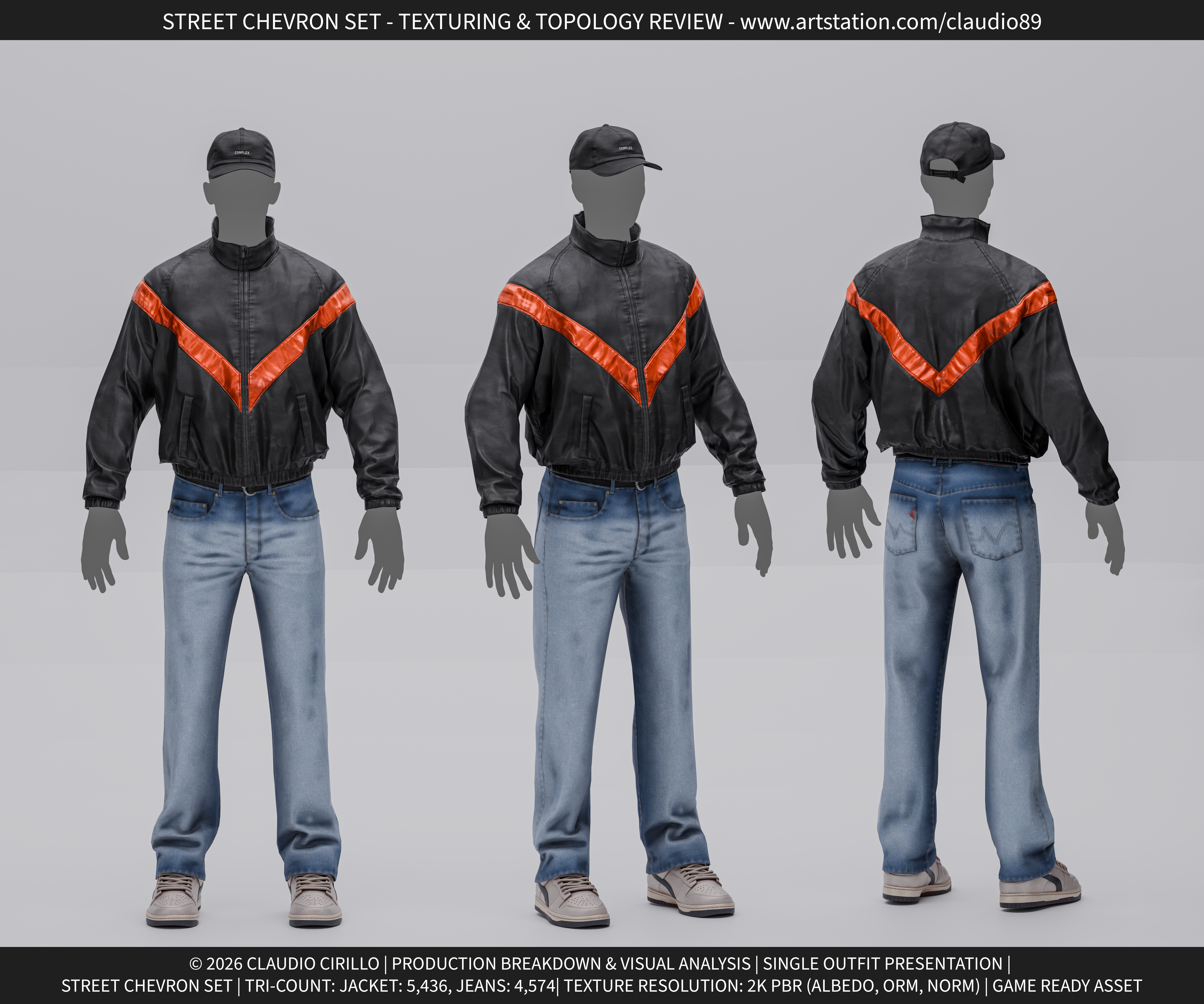 Street Chevron Set — full character, three views